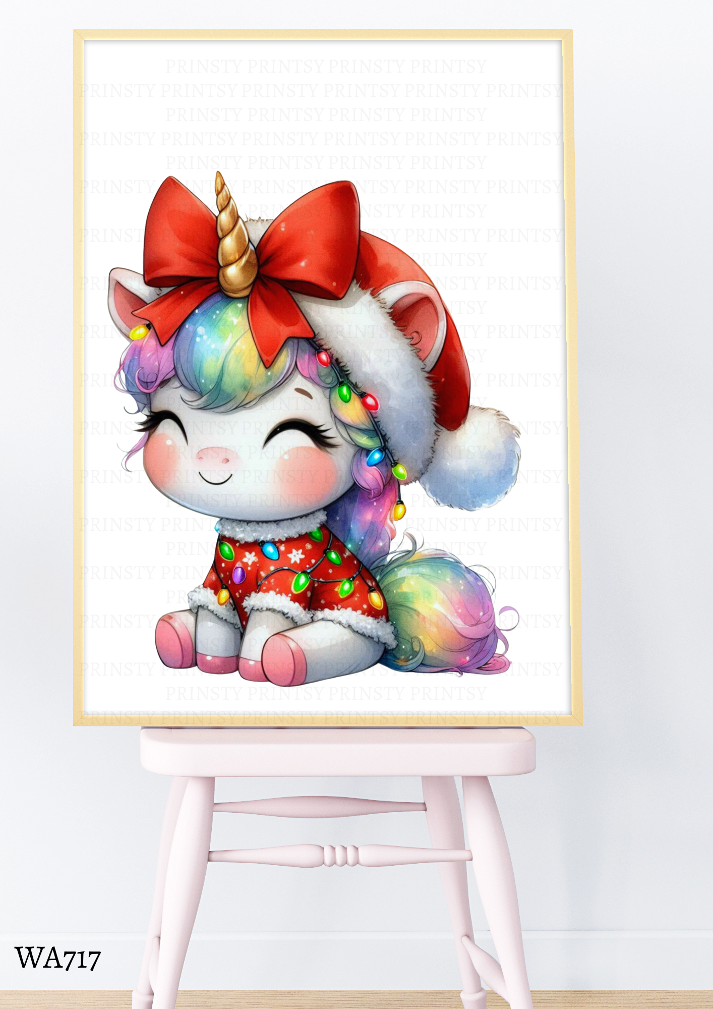 Christmas Unicorn Wall Art