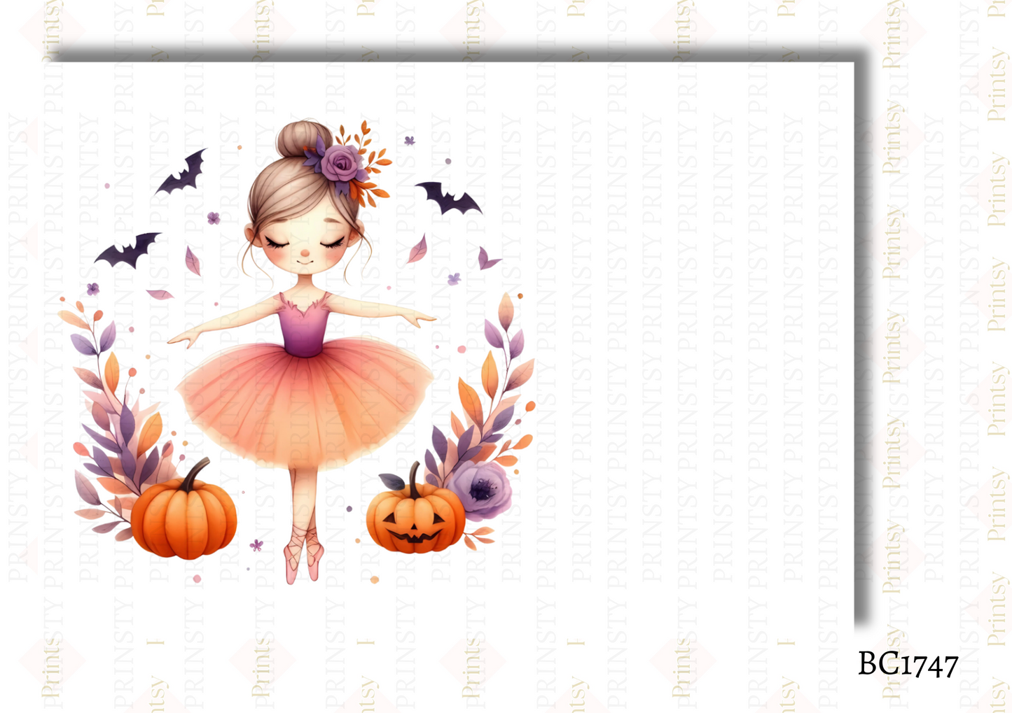 Cute Halloween Ballerina Bow Card