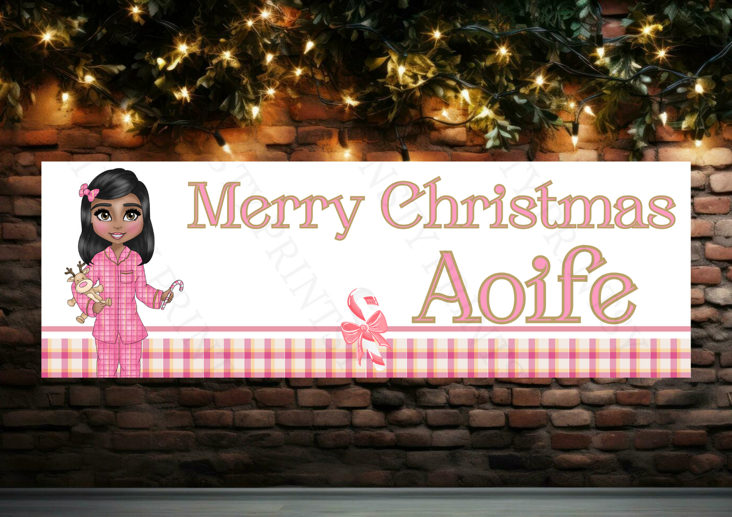 Pink Pj's Christmas Dolly Banner