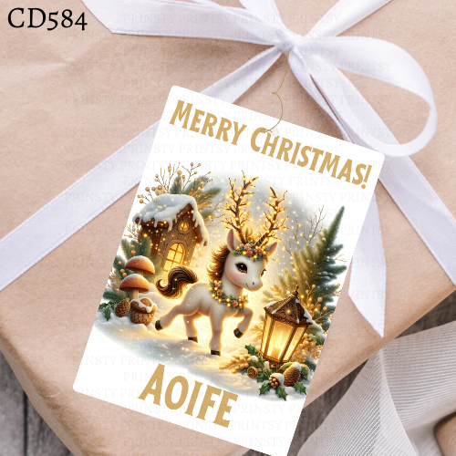 Christmas Unicorn Gift Label