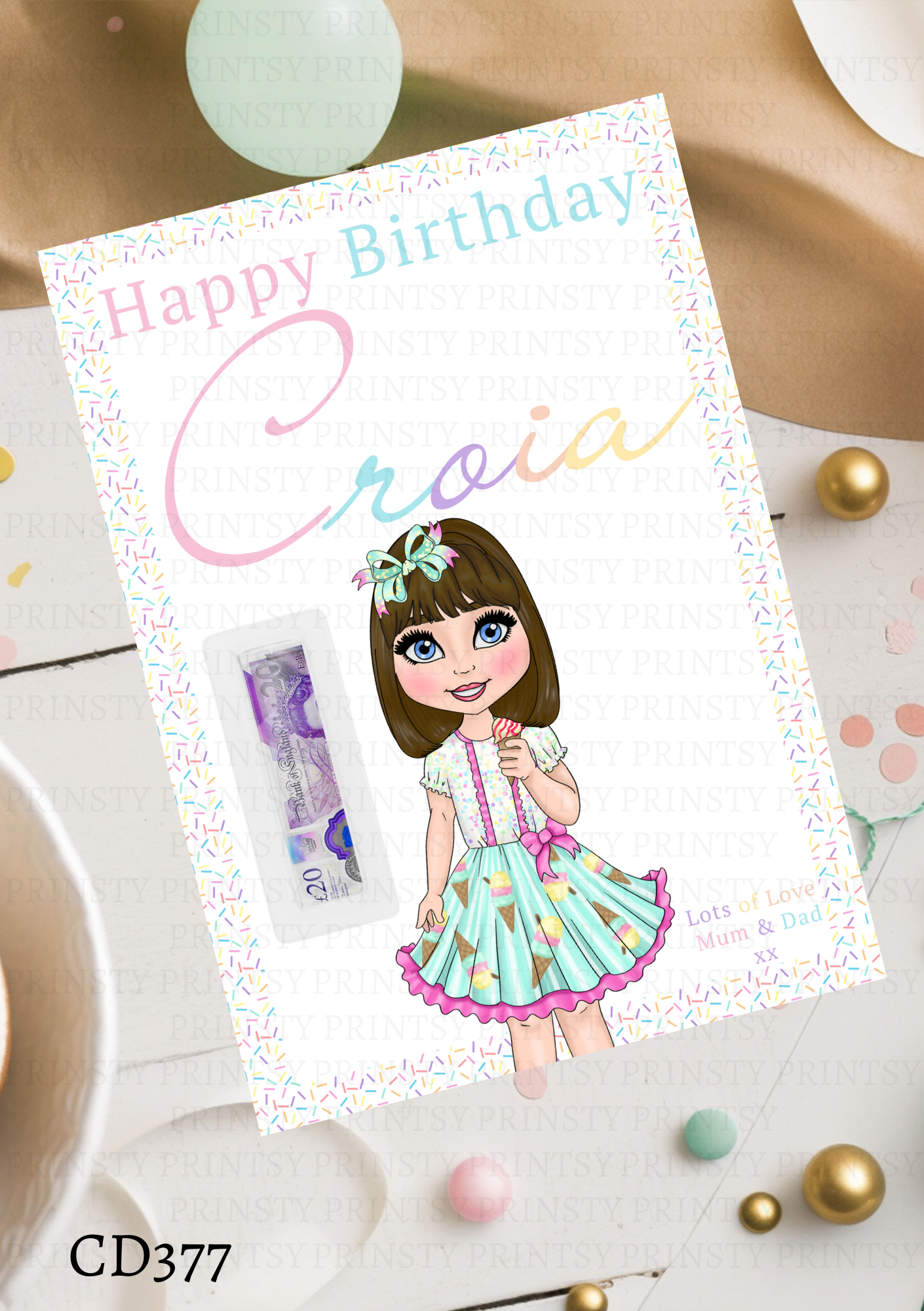 Ice Cream Dolly Money Card