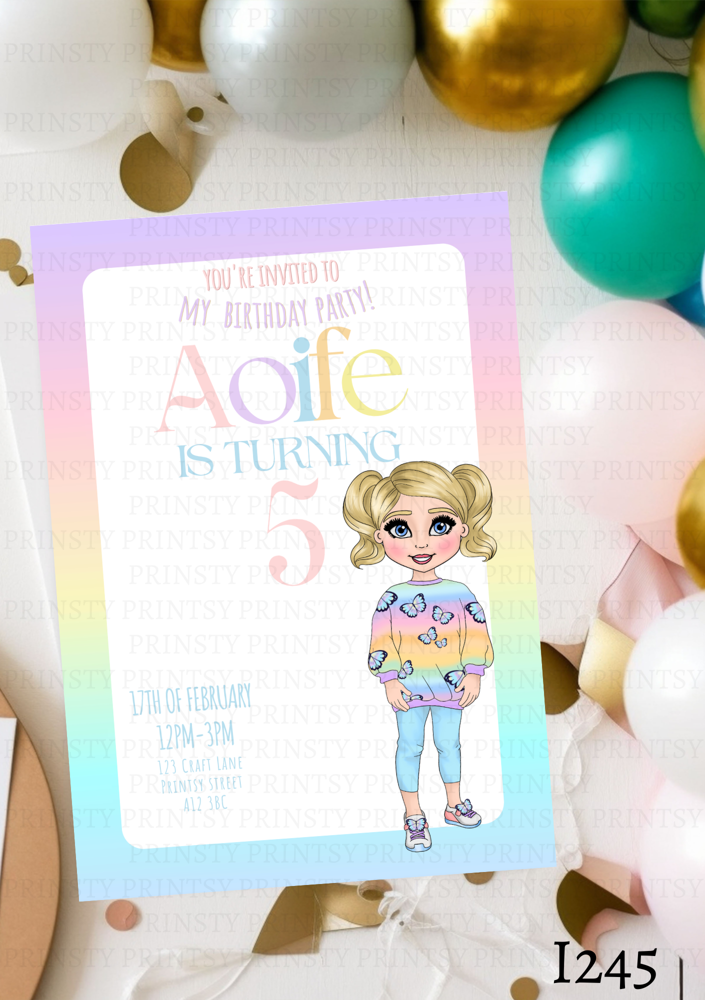 Butterfly Dolly Invite