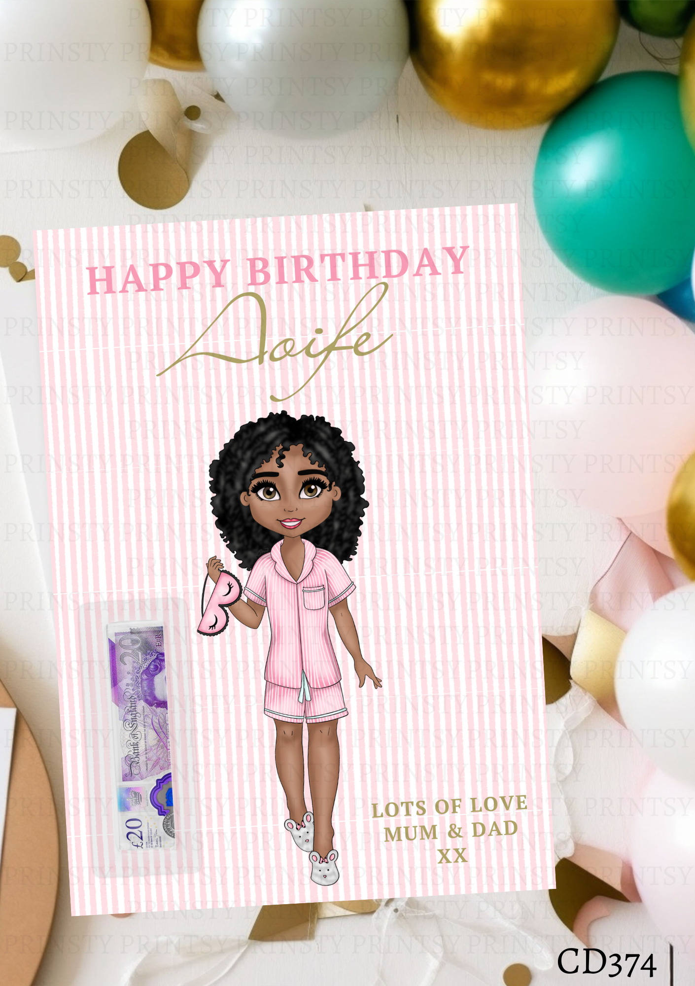 Sleep Over Dolly Money Card