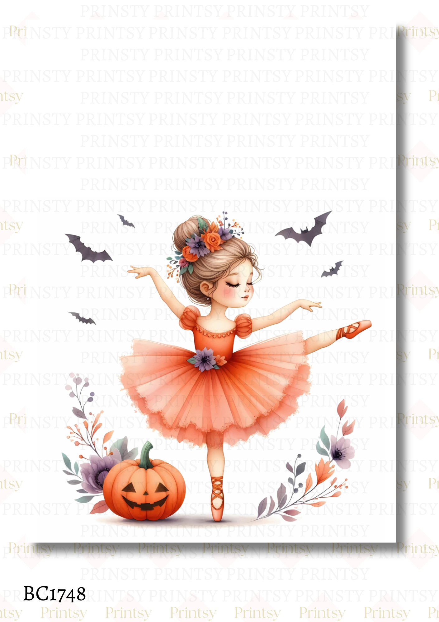 Cute Halloween Ballerina Bow Card
