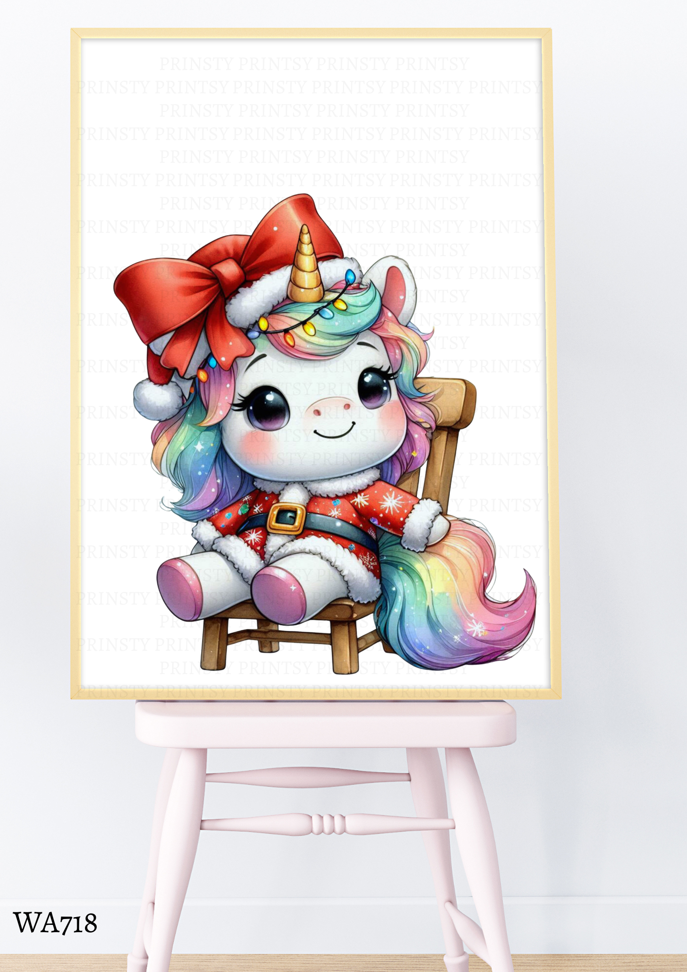 Christmas Unicorn Wall Art