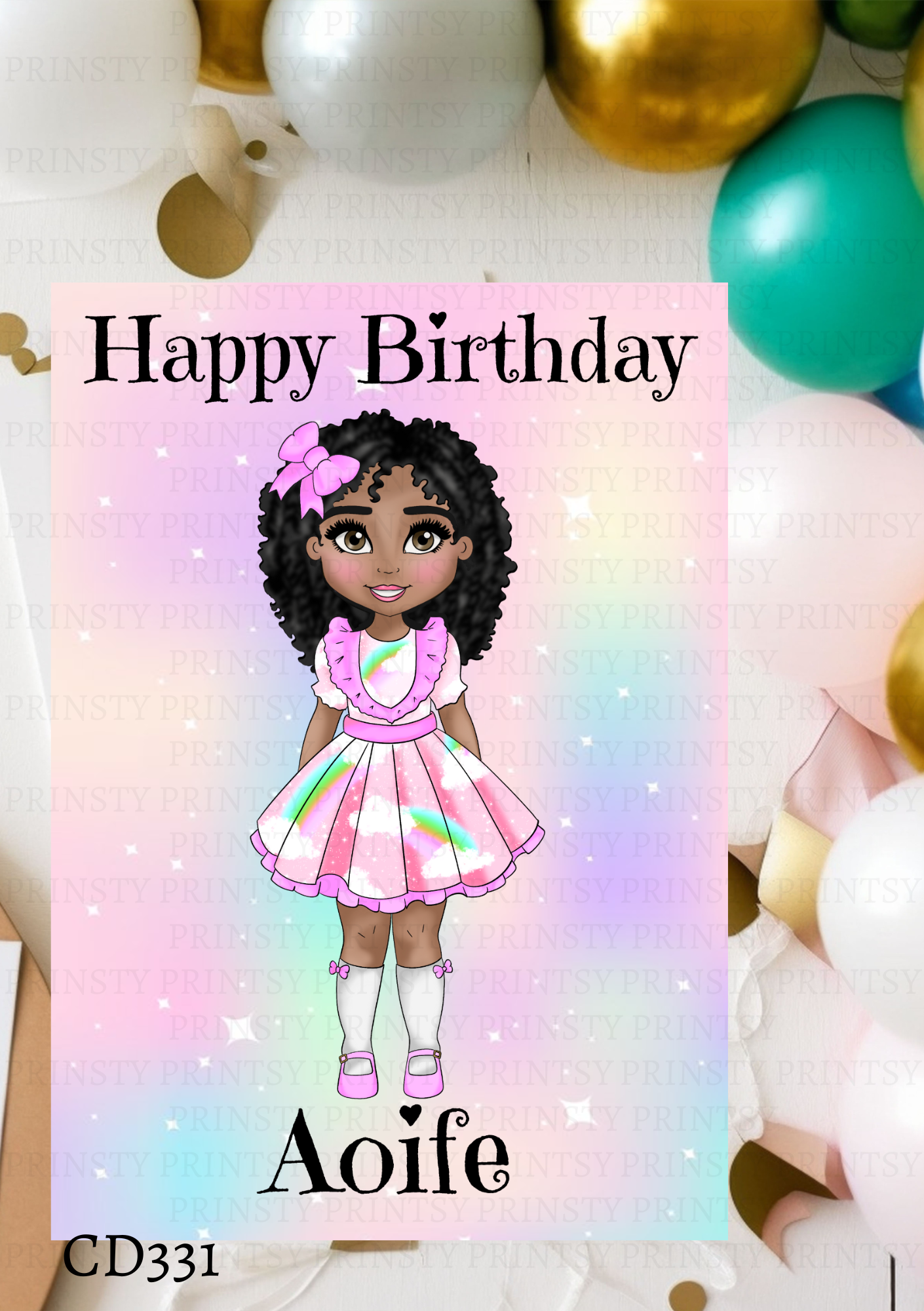Rainbow Dolly Birthday Card