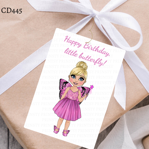 Pink Butterfly Dolly Gift Label