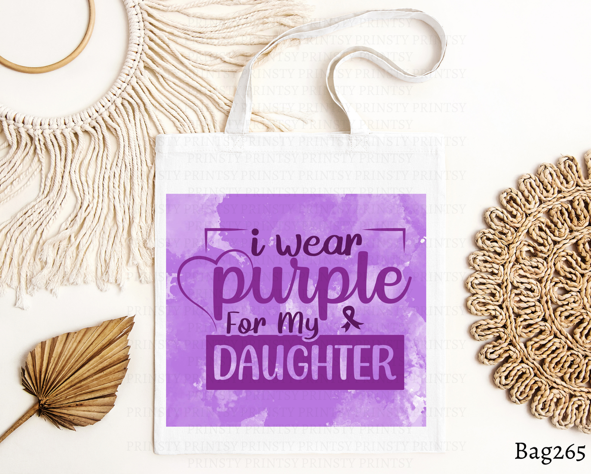 I Wear Purple for My Daughter Tote Bag