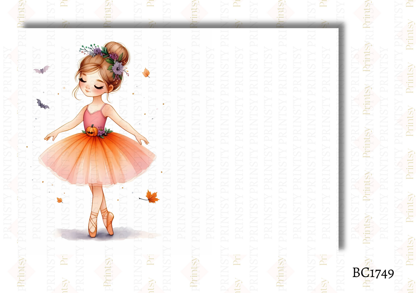 Cute Halloween Ballerina Bow Card