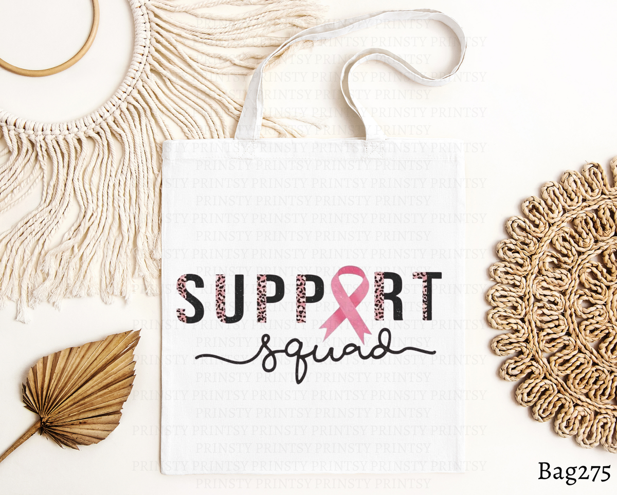 Pink Ribbon Support Squad Tote Bag