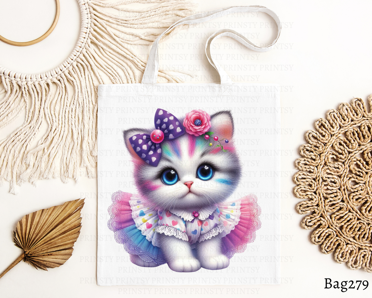 Rainbow Kitten Tote Bag
