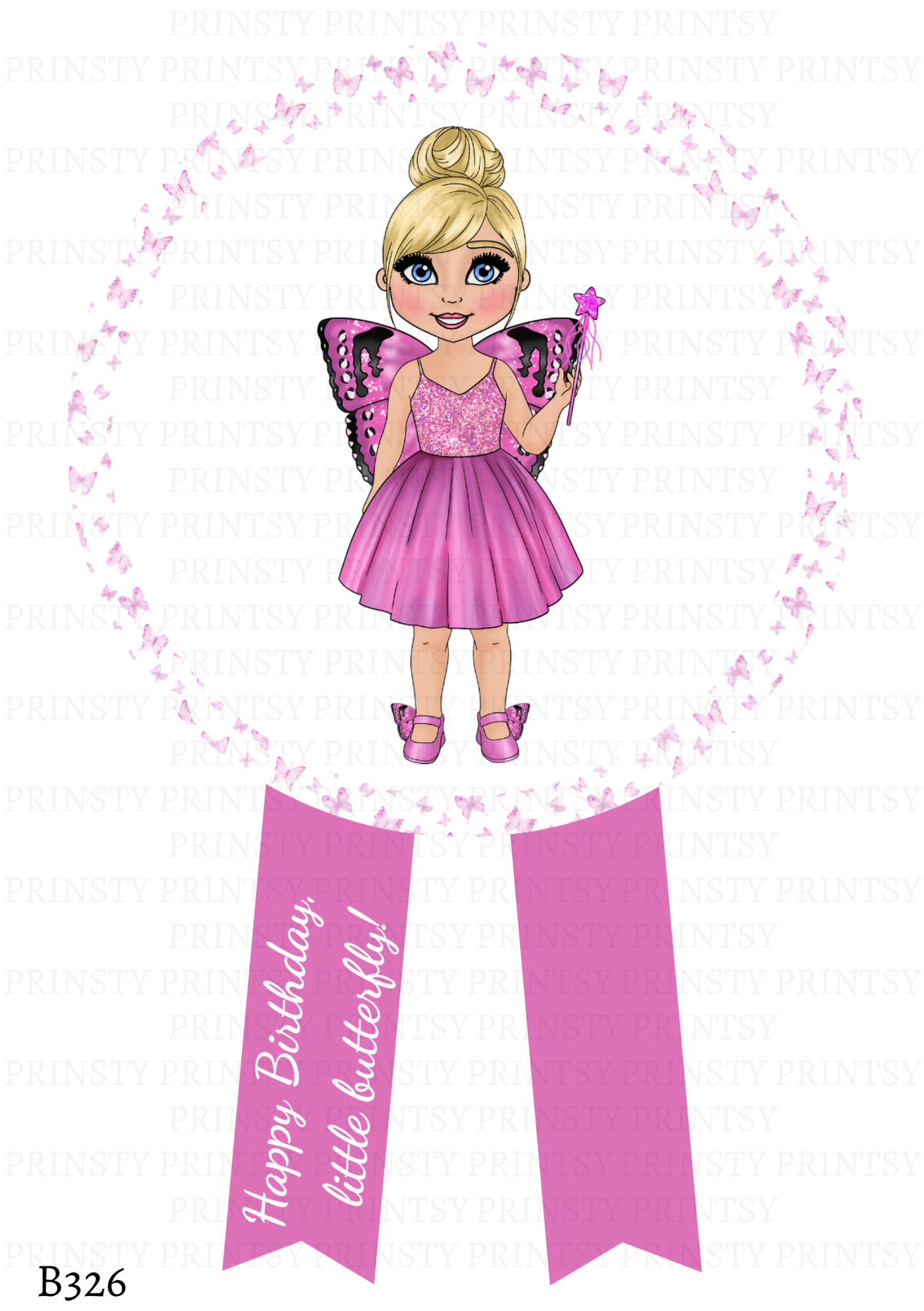 Pink Butterfly Dolly Badge