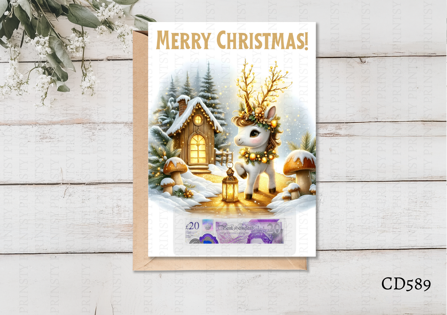 Christmas Unicorn Money Card