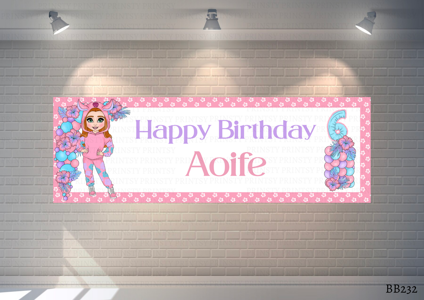 Pink Hawaiian Dolly Banner