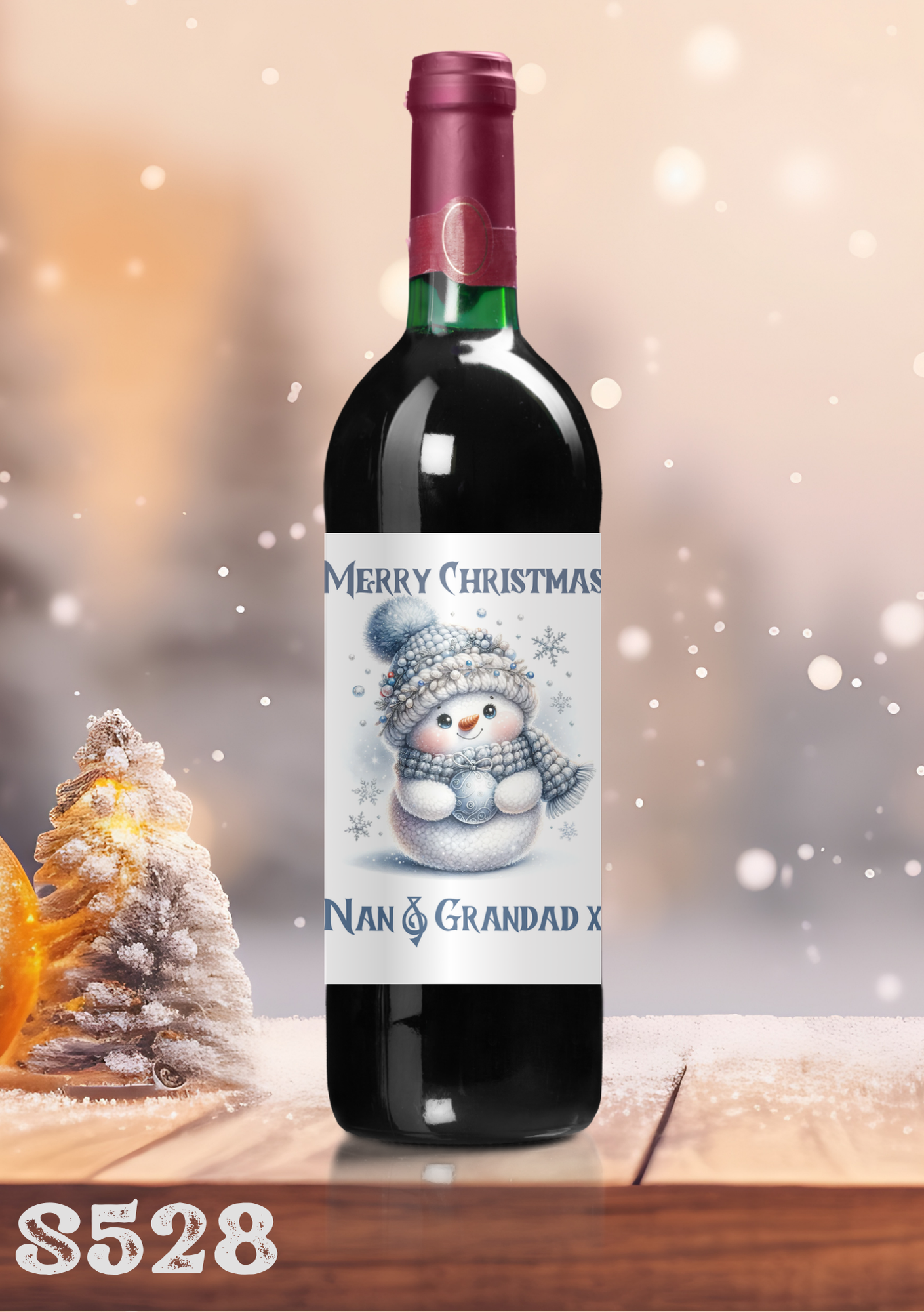 Christmas Snowman Wine Bottle Sticker
