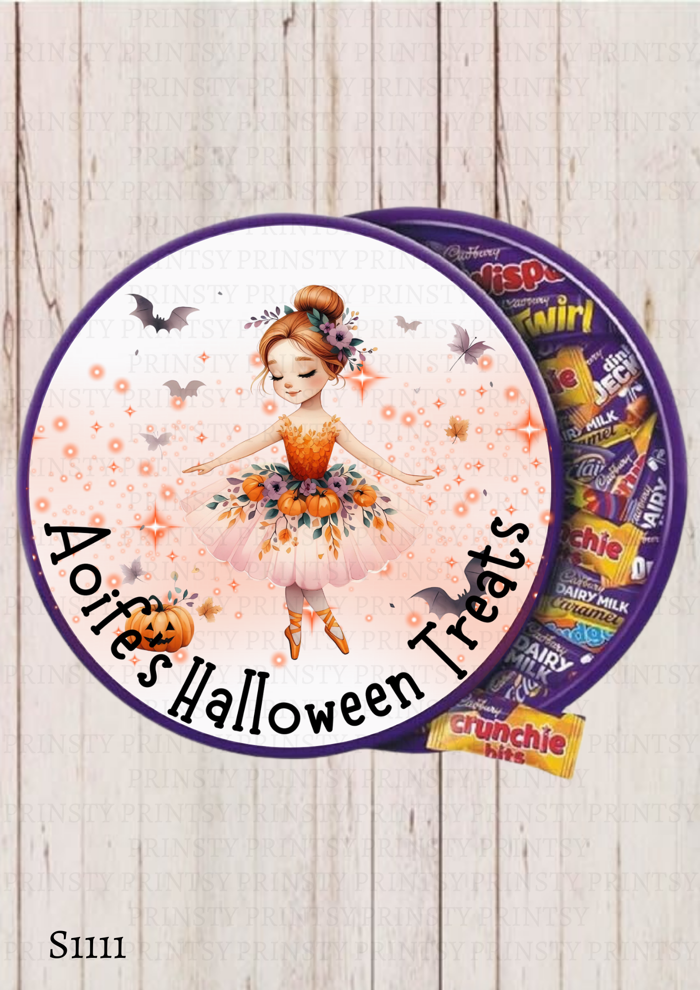 Cute Halloween Ballerina Chocolate Tub Sticker