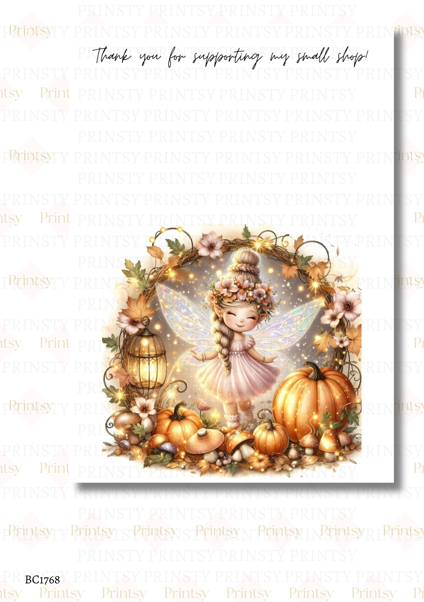 Cute Autumn Fairy Bow Card