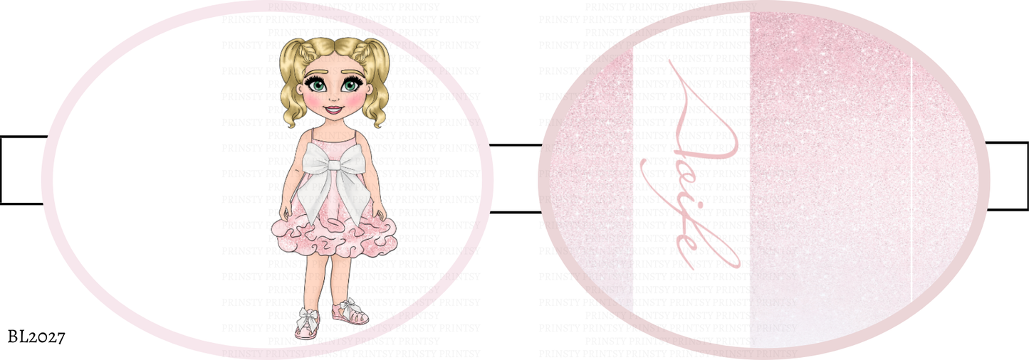 Pink & White Bow Dolly Bow Loop