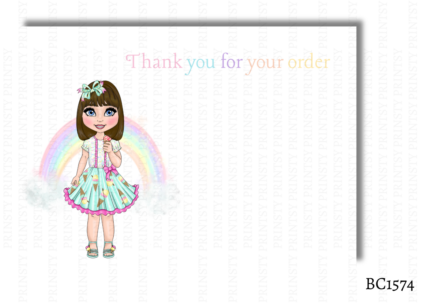 Ice Cream Dolly Bow Card
