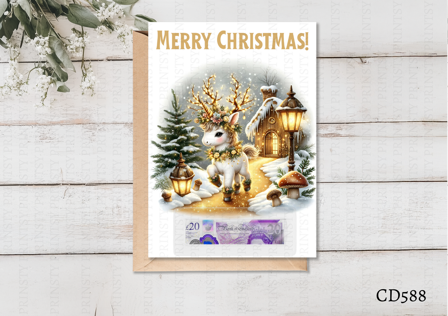 Christmas Unicorn Money Card