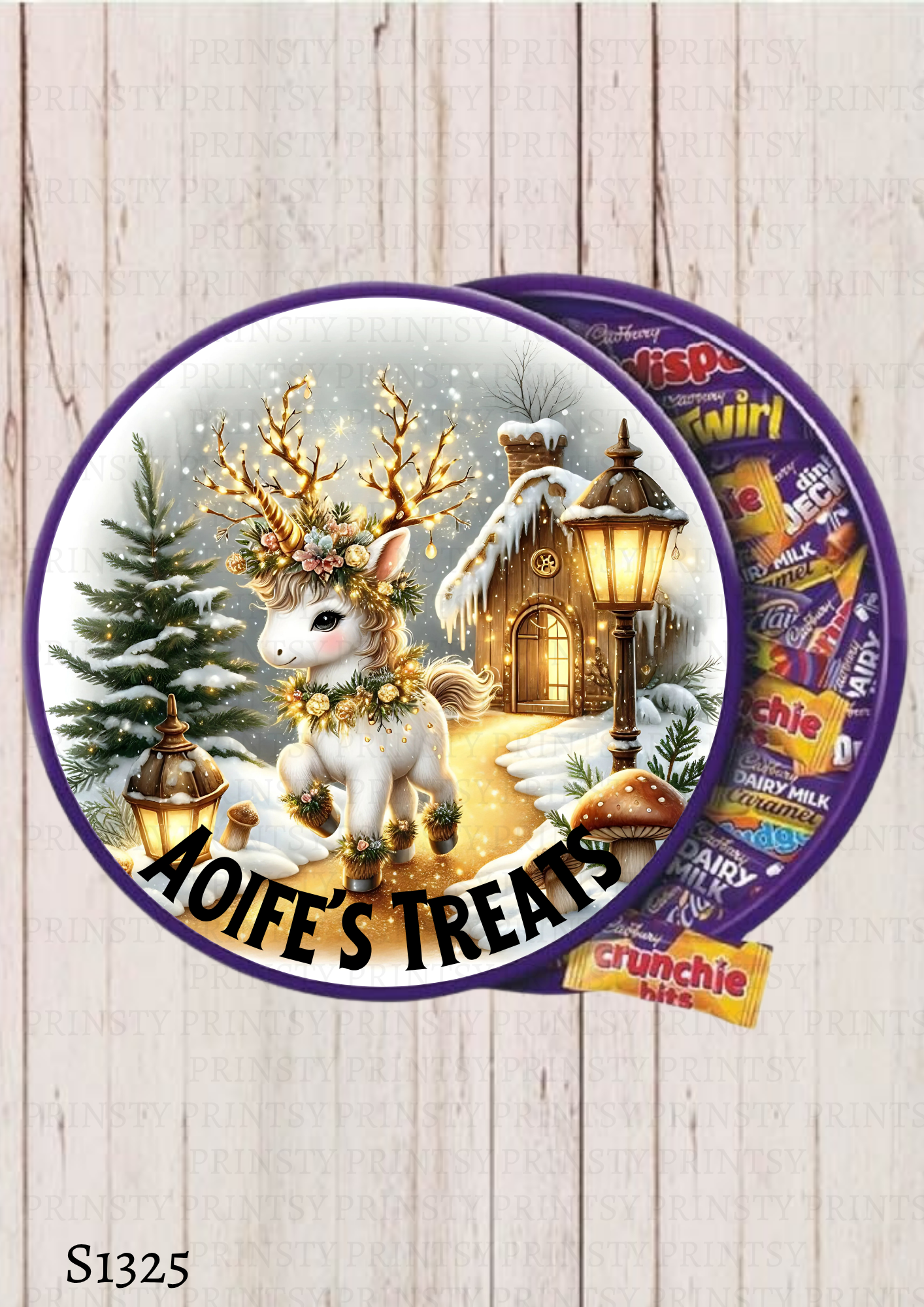 Christmas Unicorn Chocolate Tub Sticker