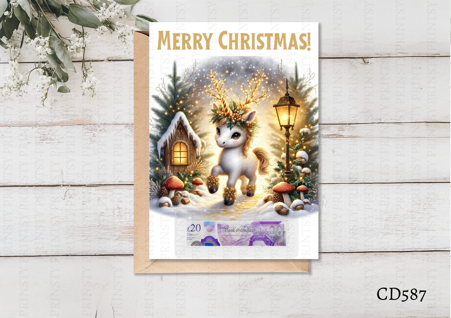 Christmas Unicorn Money Card