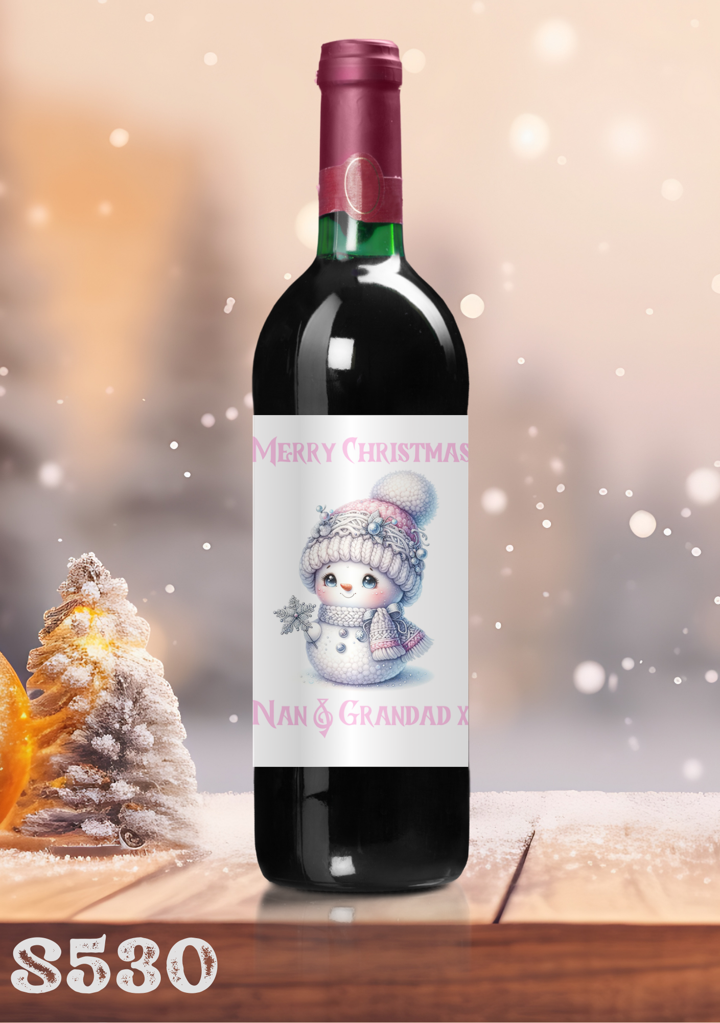 Christmas Snowman Wine Bottle Sticker