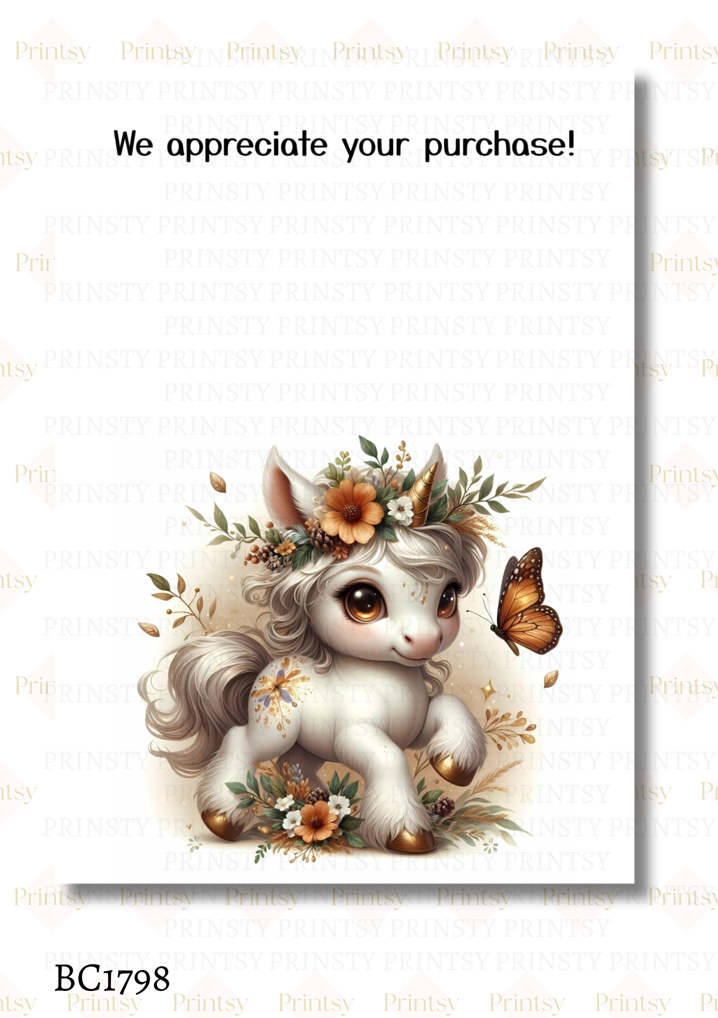 Autumn Unicorn Bow Card