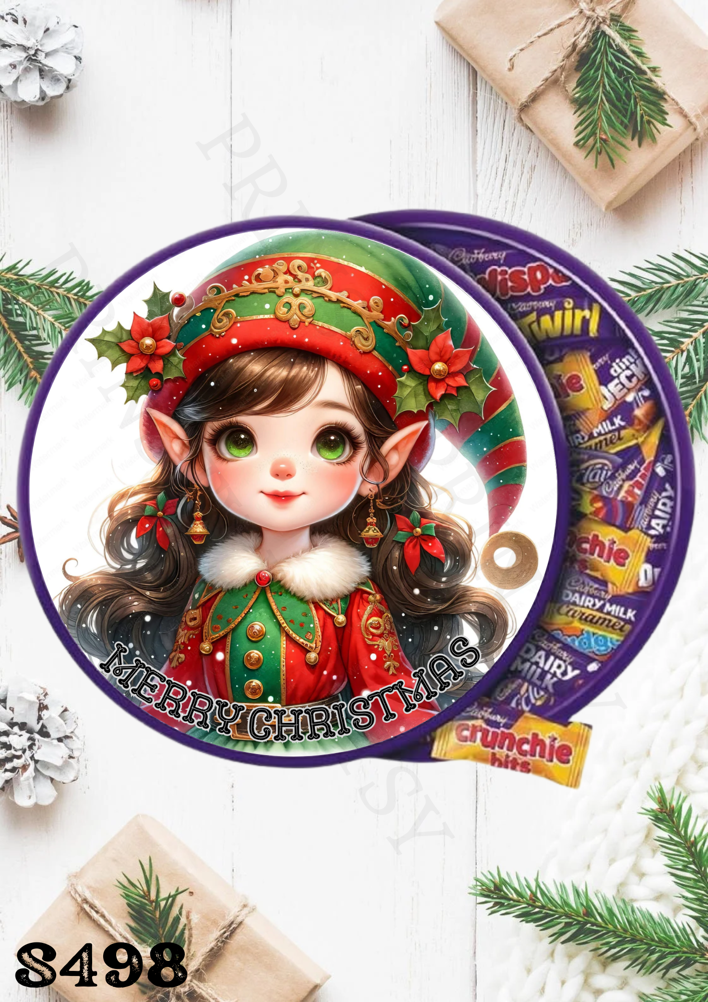 Christmas Elf Chocolate Tub Sticker