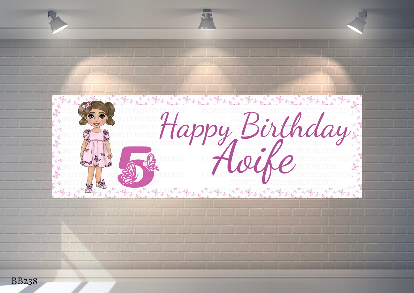 Pink Butterfly Dolly Banner