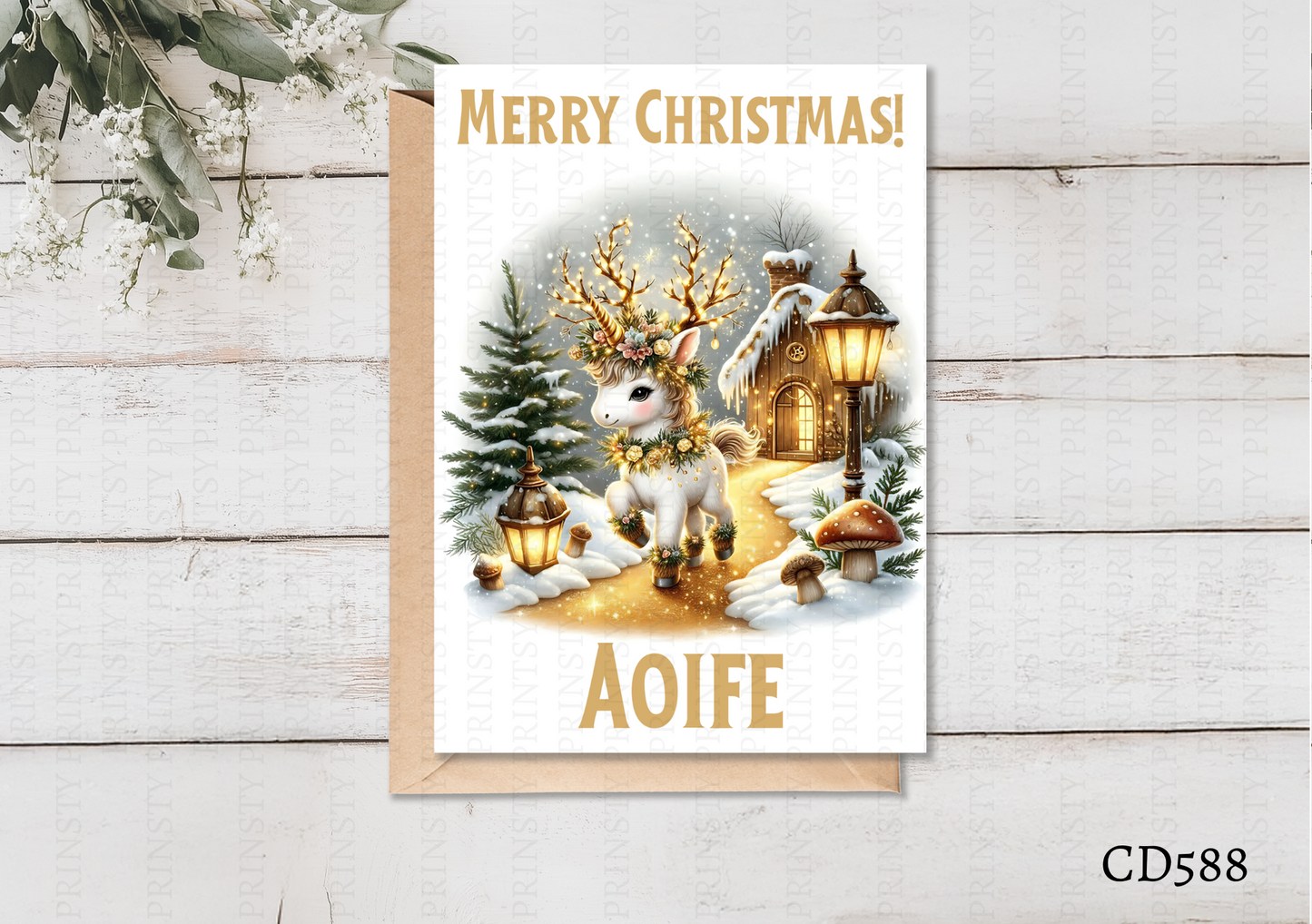Christmas Unicorn Celebration Card