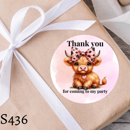 Highland Cow Birthday Sticker