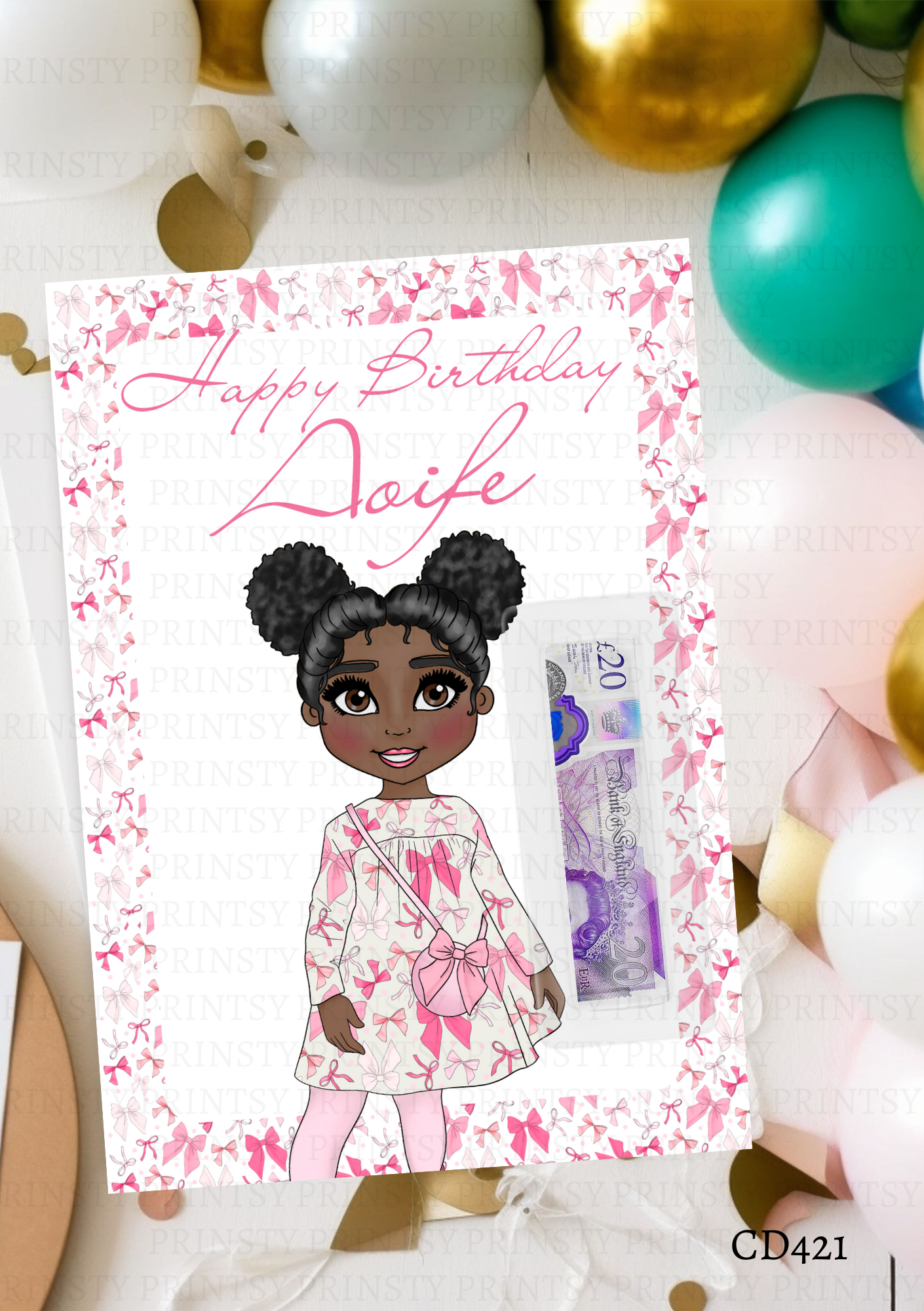 Bow Print Dolly Gift Label