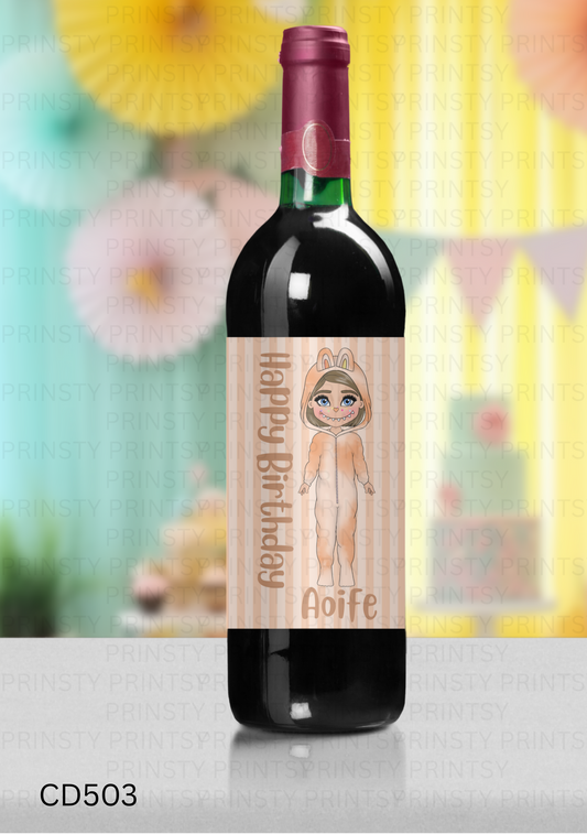 Mini Magic Monster Dolly Wine Bottle Sticker