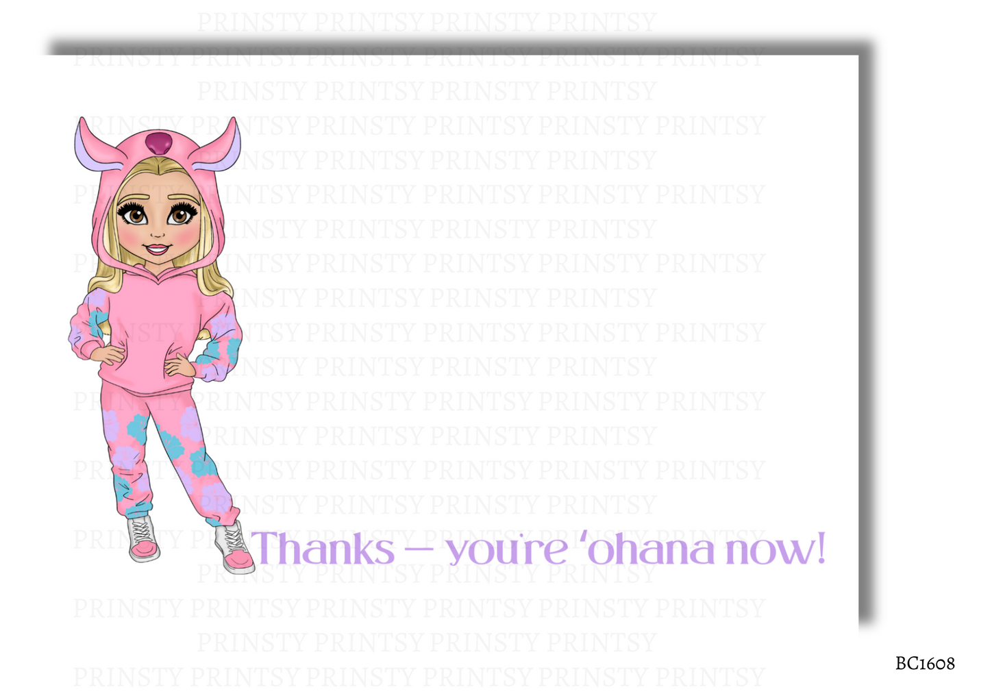 Pink Hawaiian Dolly Bow Card