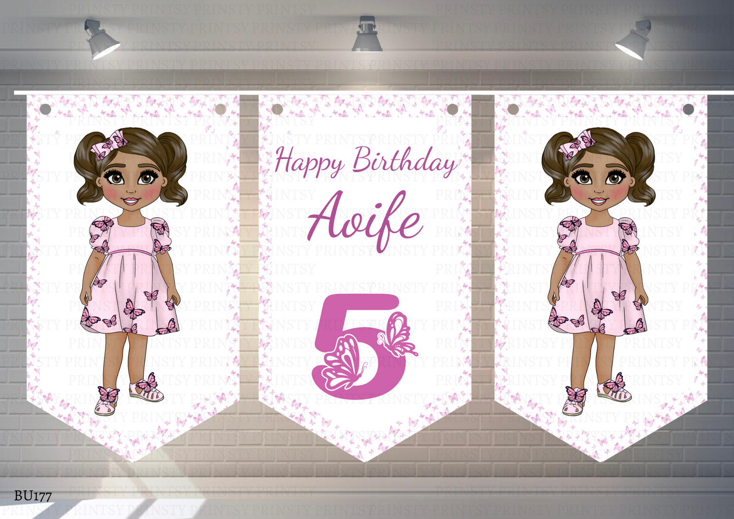 Pink Butterfly Dolly Bunting