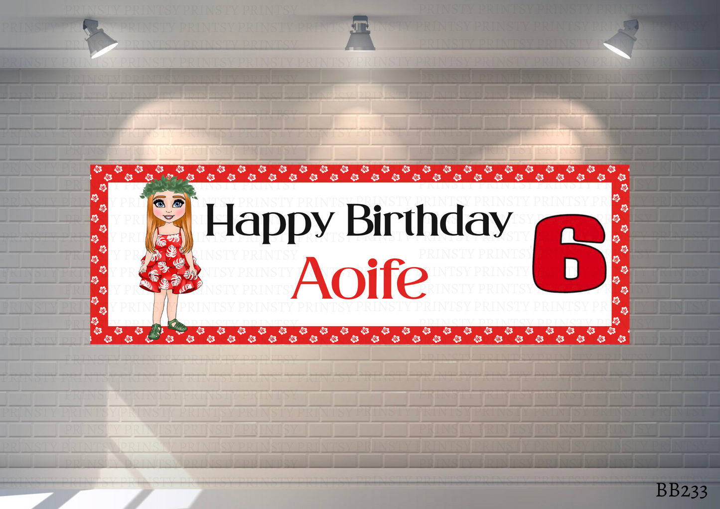 Red Hawaiian Dolly Banner