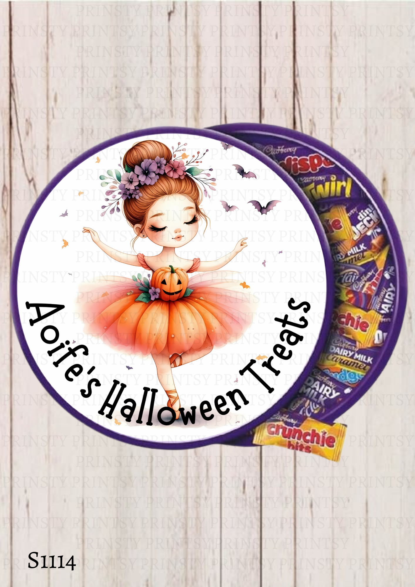 Cute Halloween Ballerina Chocolate Tub Sticker