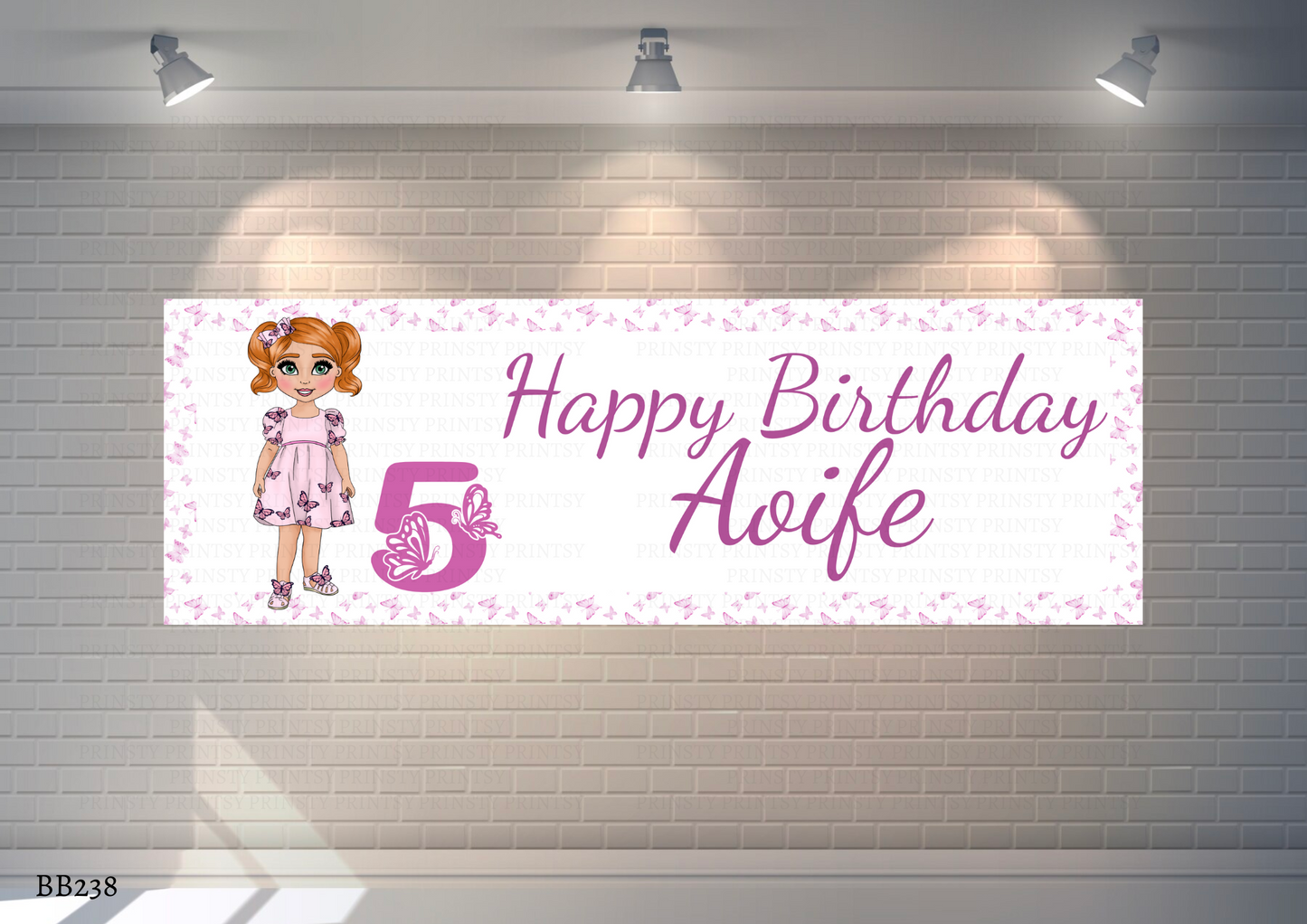 Pink Butterfly Dolly Banner