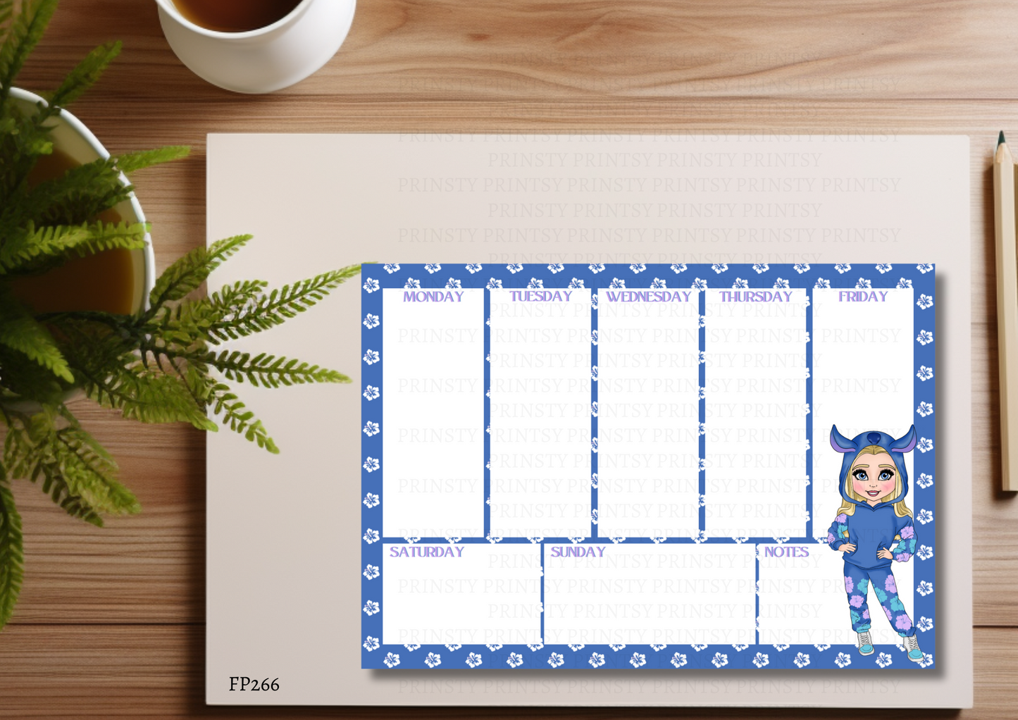 Blue Hawaiian Dolly Weekly Planner