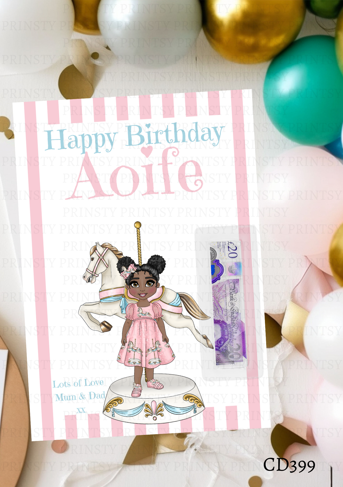 Carousel Dolly Money Card