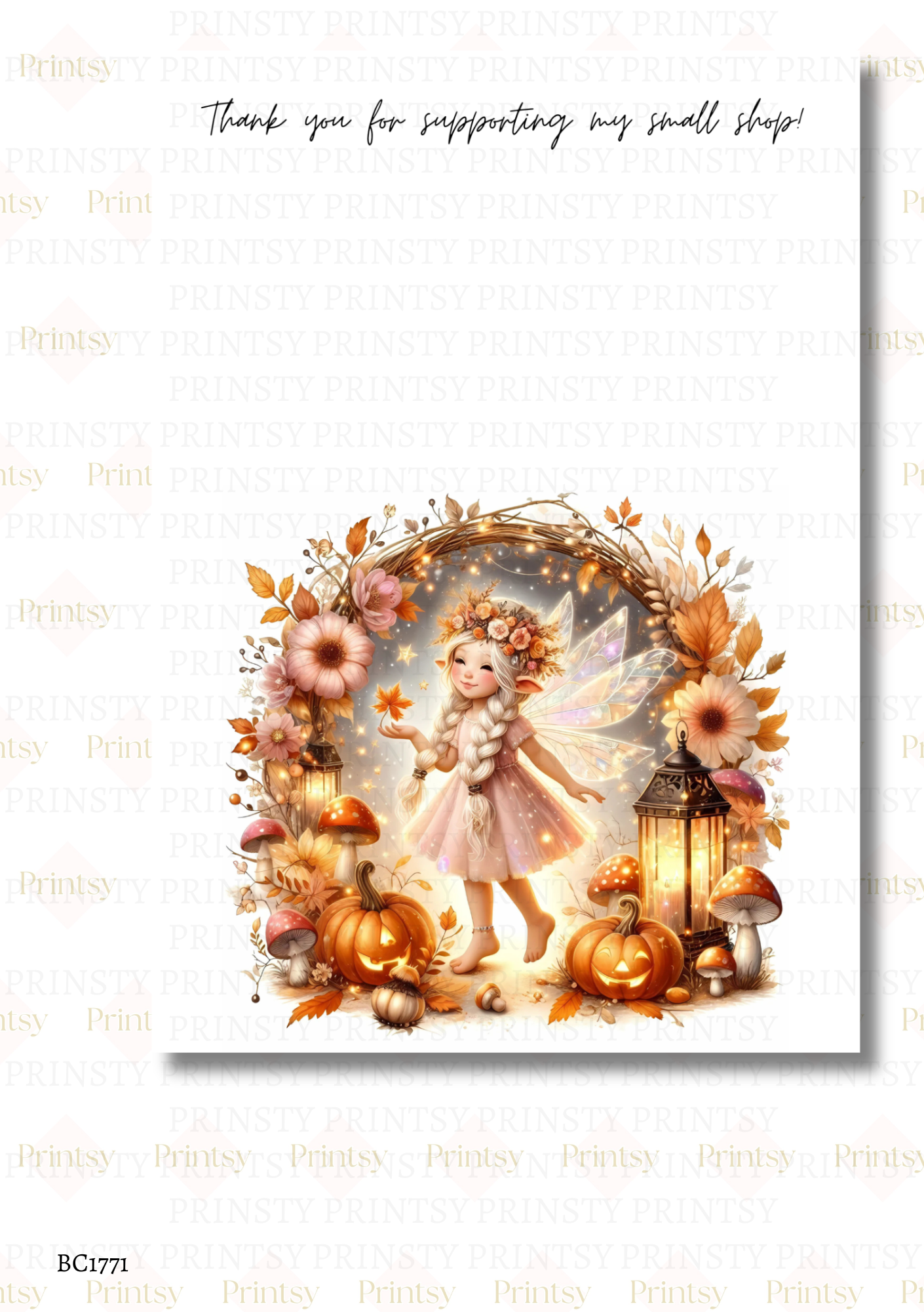 Cute Autumn Fairy Bow Card