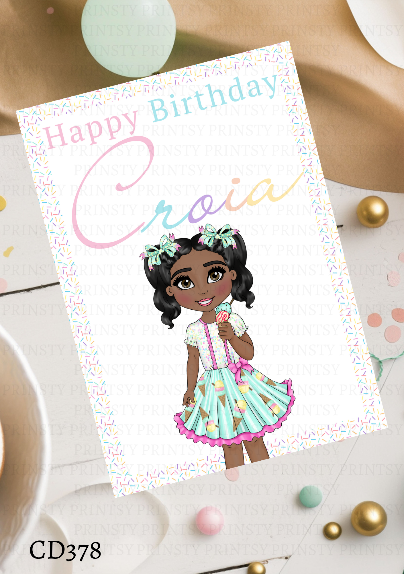 Ice Cream Dolly Celebration Card