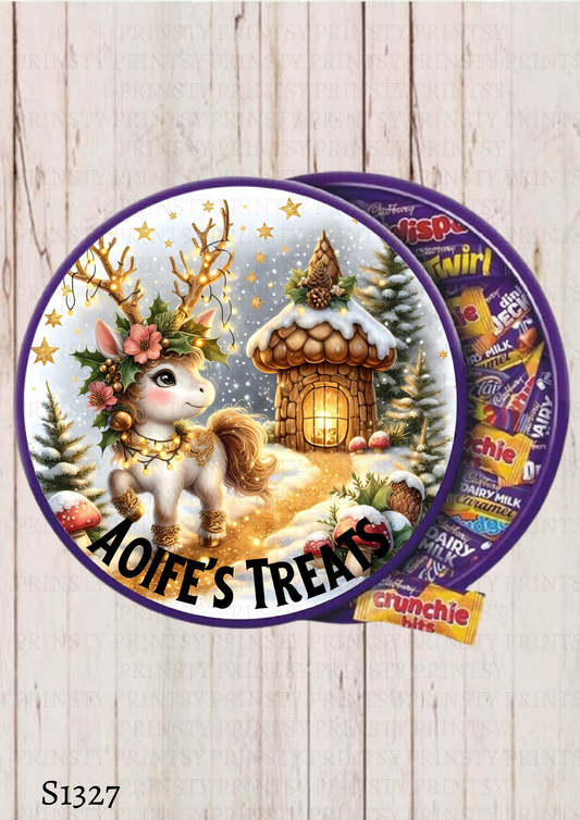 Christmas Unicorn Chocolate Tub Sticker