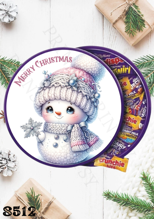 Christmas Snowman Chocolate Tub Sticker