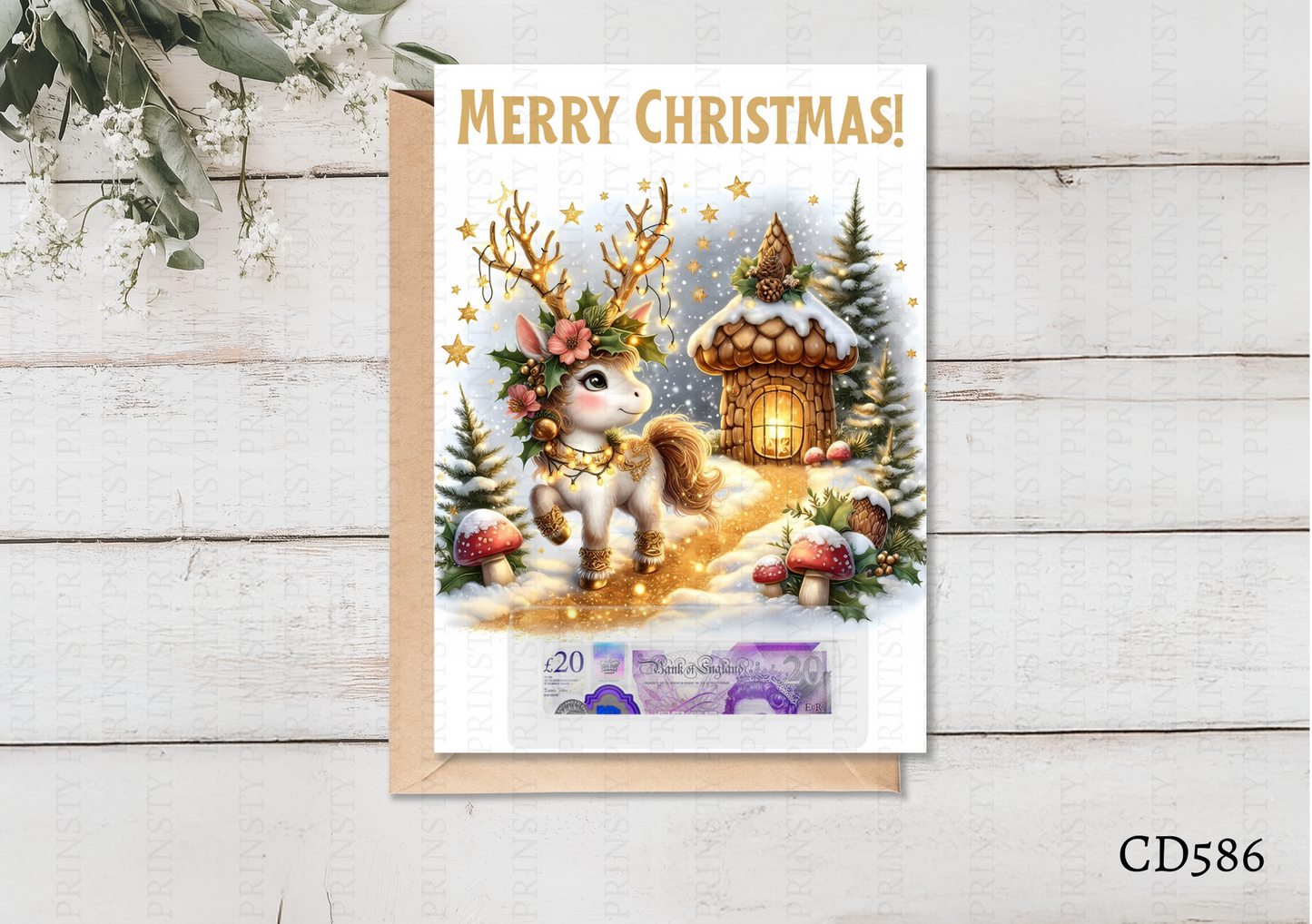 Christmas Unicorn Money Card