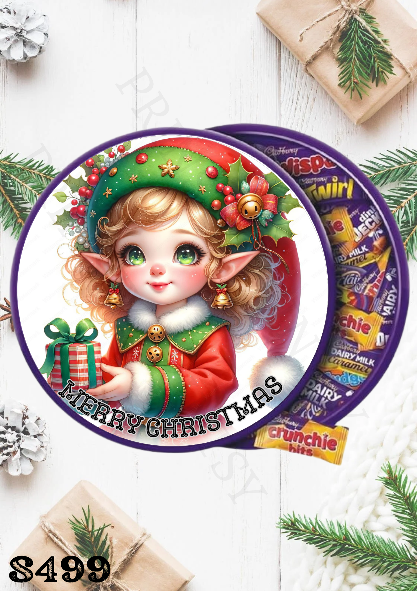 Christmas Elf Chocolate Tub Sticker