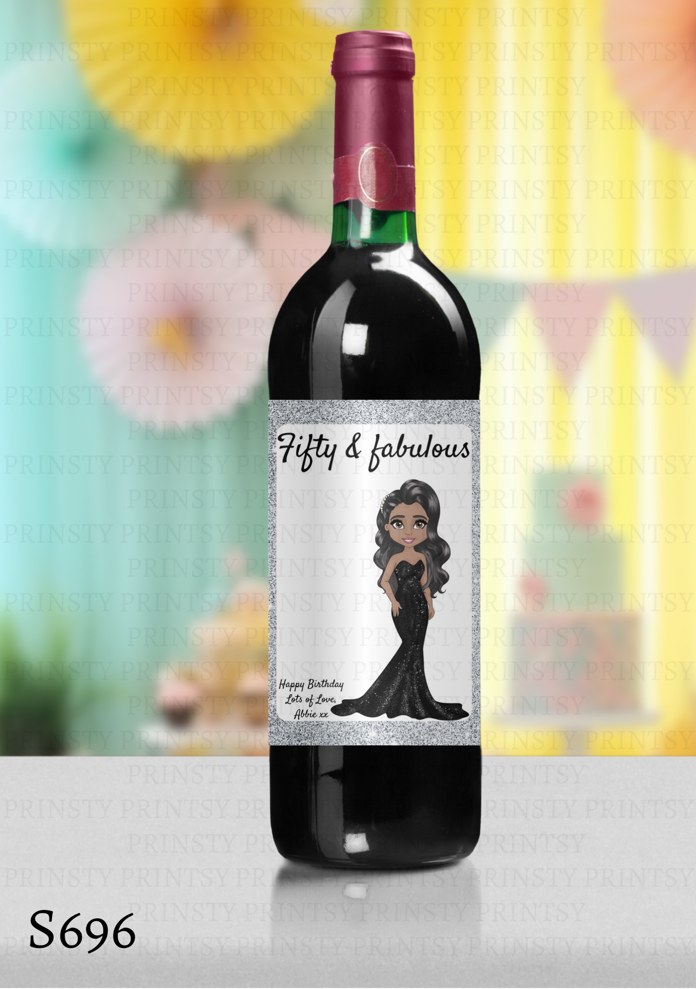 Elegant Dolly Wine Bottle Sticker