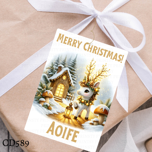 Christmas Unicorn Gift Label