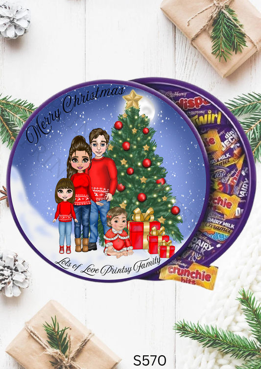 Christmas Family Chocolate Tub Sticker
